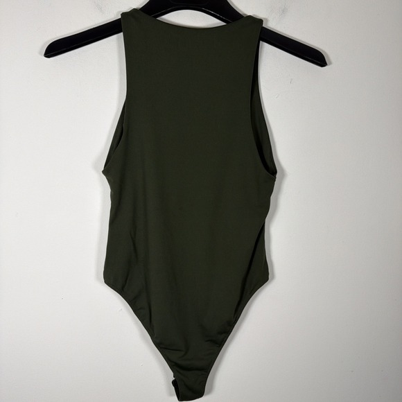 Zara Women Soft Polyamide Halter Tank Top Bodysuit Olive Green Medium Layering - Picture 6 of 7